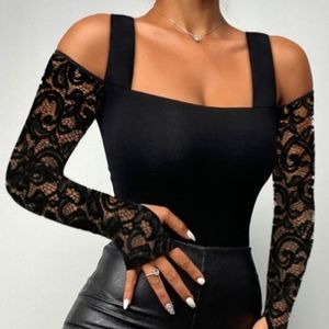 Sexy shoulder lace top